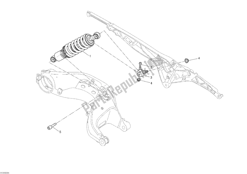 All parts for the Rear Shock Absorber of the Ducati Monster 1100 USA 2010